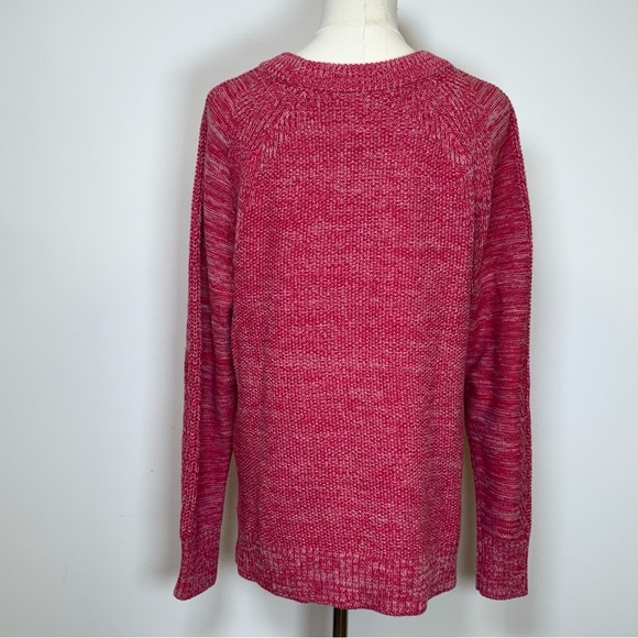 GAP 100% Cotton Misty Rose Marled Sweater Split Hem Women’s Size Medium - Picture 4 of 9